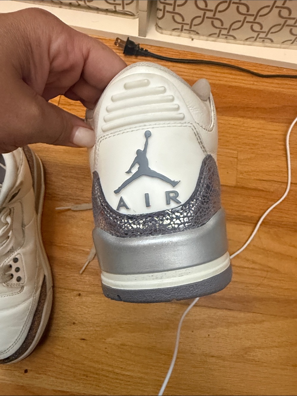 Jordan Kids White Sneakers with Silver Accents - Picture 3 of 6